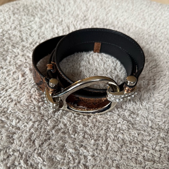 unbranded Accessories - Metallic Gold Belt w rhinestone buckle y2K adjustable